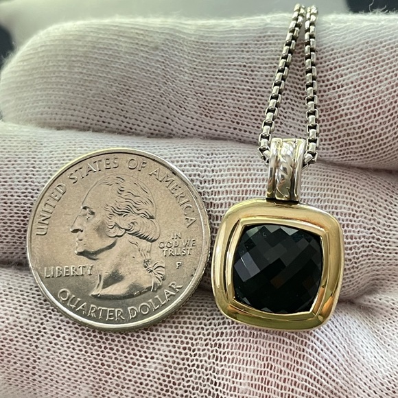 David Yurman 925 & 18k Gold Albion Pendant Necklace with Black Onyx 20" - Picture 5 of 10